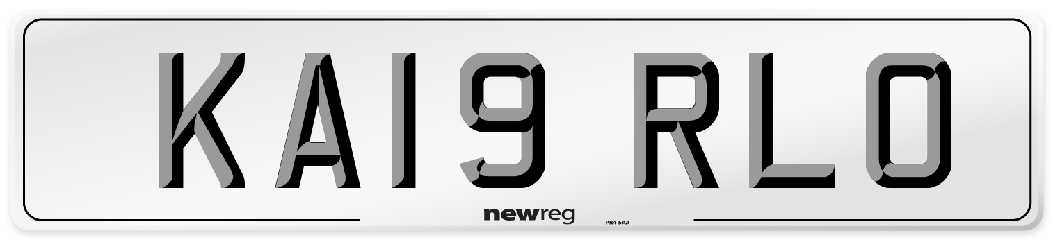 KA19 RLO Number Plate from New Reg